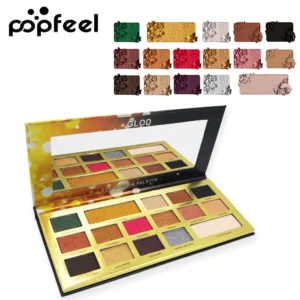 POPFEEL 16 Colors Gliltter Eyeshadow Palette Matte Eye Shadow Pallete Shimmer & Shine Nude Make Up Palette Set Kit Cosmetic