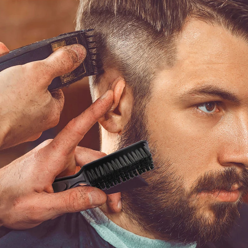 Six Colors Small Beard Styling Brush Logo Professional Shave Beard Brush Barber Vintage Oil Head Shape Carving Cleaning Brush - Image 2