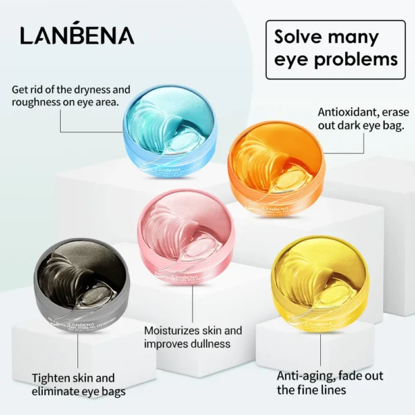 LANBENA Hydra Gel Eye Patches - Collagen | Vitamin C | Rose | Black Pearl | Hyaluronic Acid - Image 2