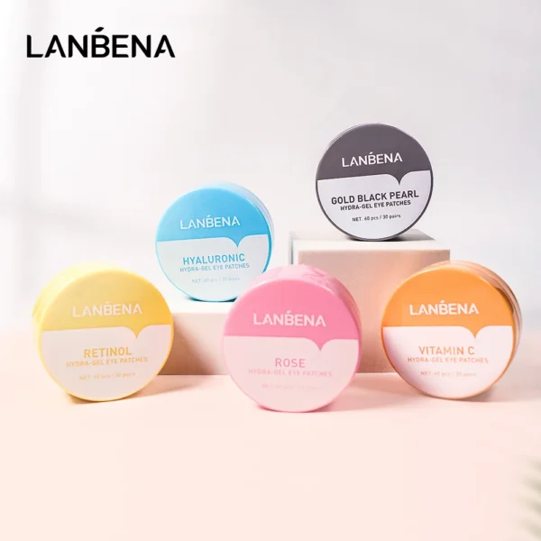 LANBENA Hydra Gel Eye Patches - Collagen | Vitamin C | Rose | Black Pearl | Hyaluronic Acid - Image 4